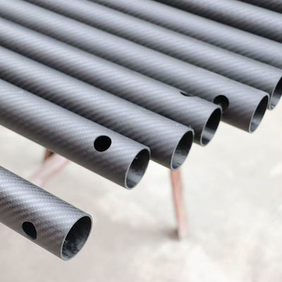 High Tensile Strength And Stiffness Roll Wrapped Tubing 3K Twill Carbon Fiber Round Tube