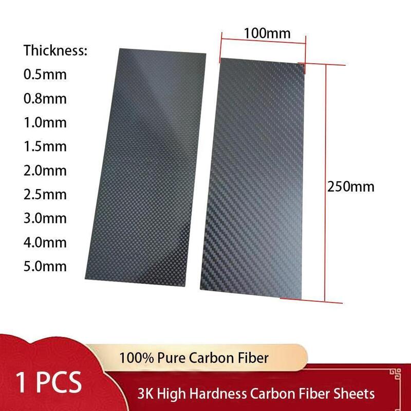 3K Carbon Fiber Panel 100mm x 250mm - 0.5–5mm Twill/Plain Matte/Glossy for CNC, DIY, Aerospace